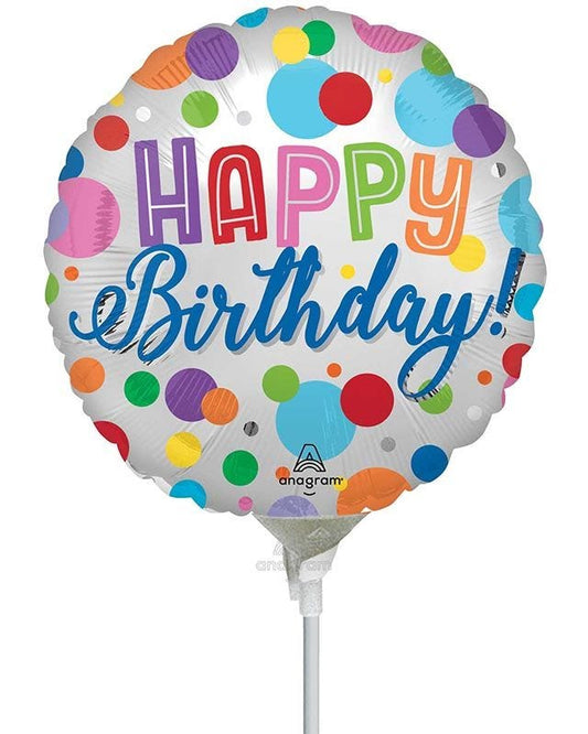 Happy Birthday Dots Mini Air-filled Foil Balloon