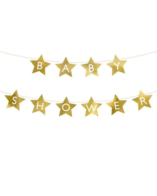 Gold Star Baby Shower Paper Banner - 3m