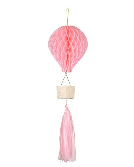 Pink Paper Honeycomb Hot Air Balloon Decoration