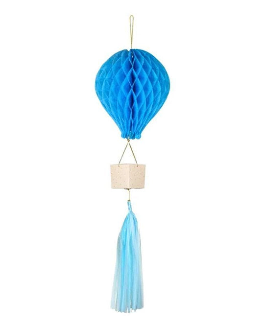 Blue Paper Honeycomb Hot Air Balloon Decoration