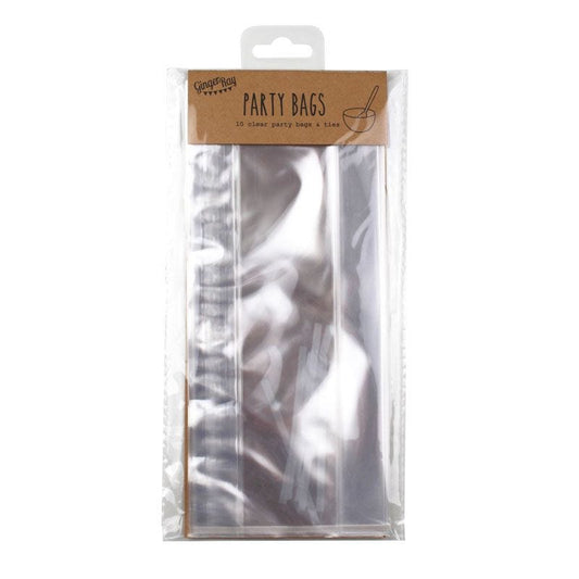 Clear Cellophane Party Bags - 10cm x 24cm (10pk)