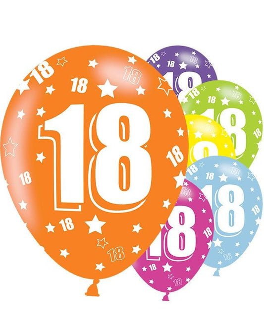 18th Birthday Assorted Balloons - 11'' Latex (6pk)