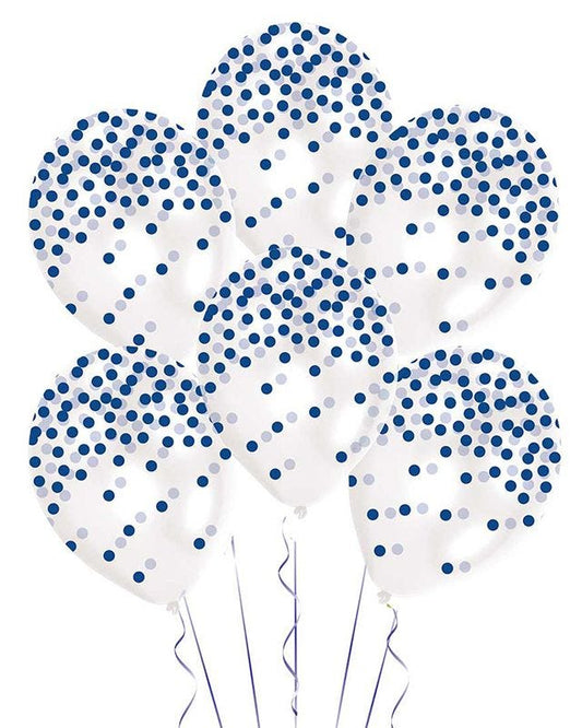 Blue Printed Confetti Latex Balloons - 11" (6pk)