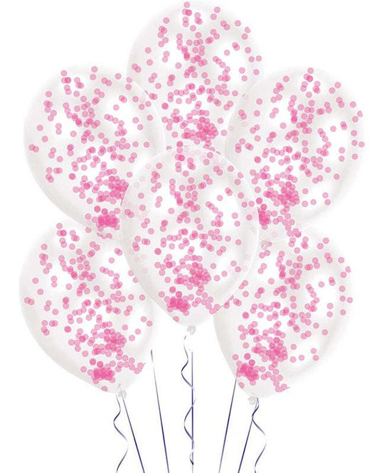 Pink Confetti Balloons - 11" Latex (6pk)