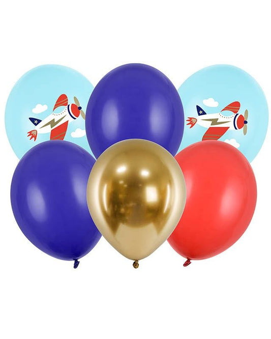 Retro Plane Print Balloons - 12" Latex (6pk)