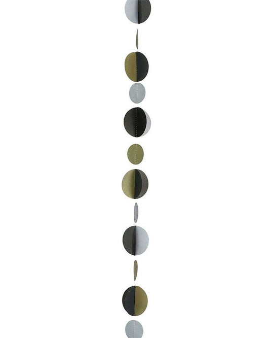 Gold, Silver & Black Circles Balloon Tail - 1.2m