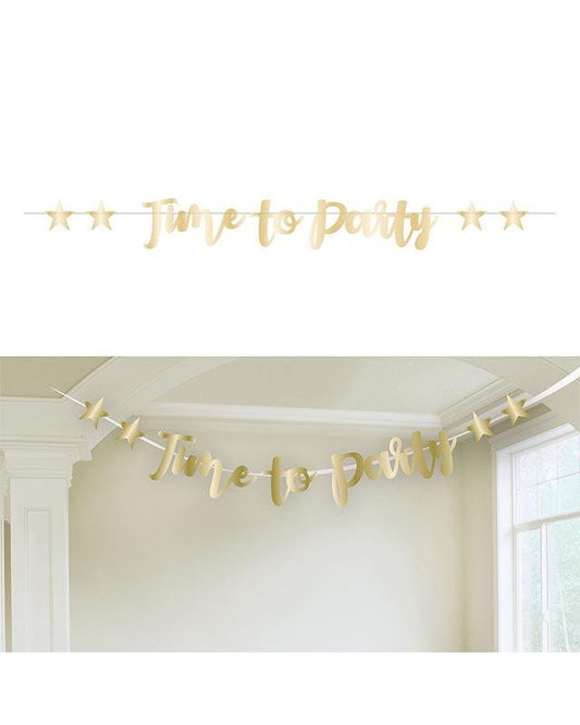 Gold Time to Party Foil Letter Banner - 2.5m