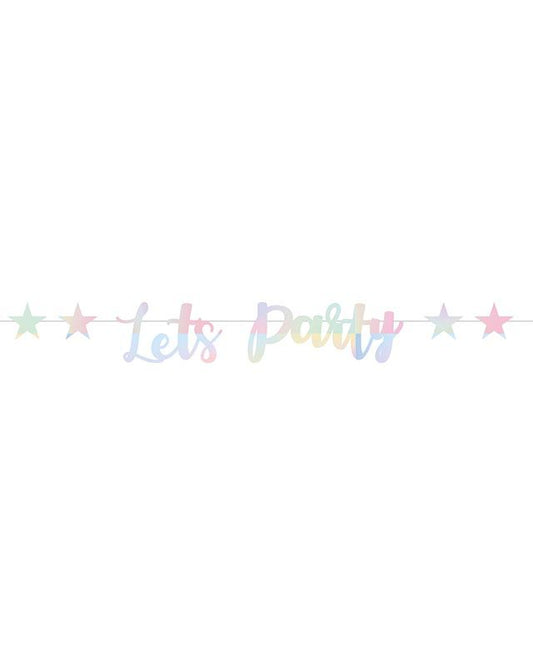 Iridescent Let's Party Paper Banner - 1.8m