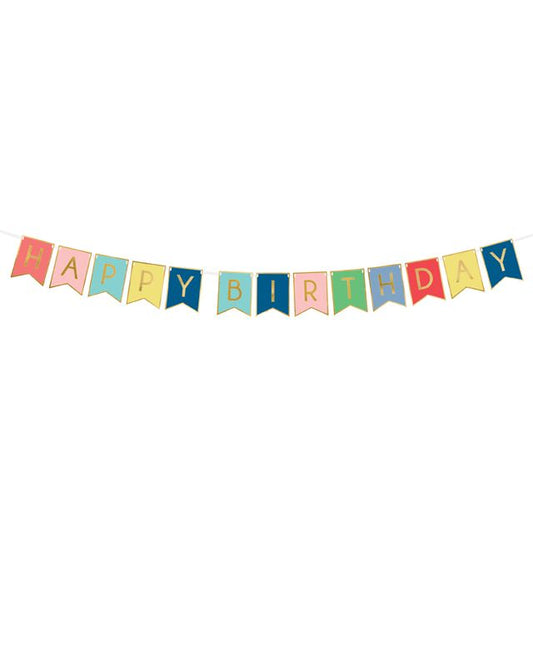 Happy Birthday Multi Coloured Pennant Banner - 1.75m