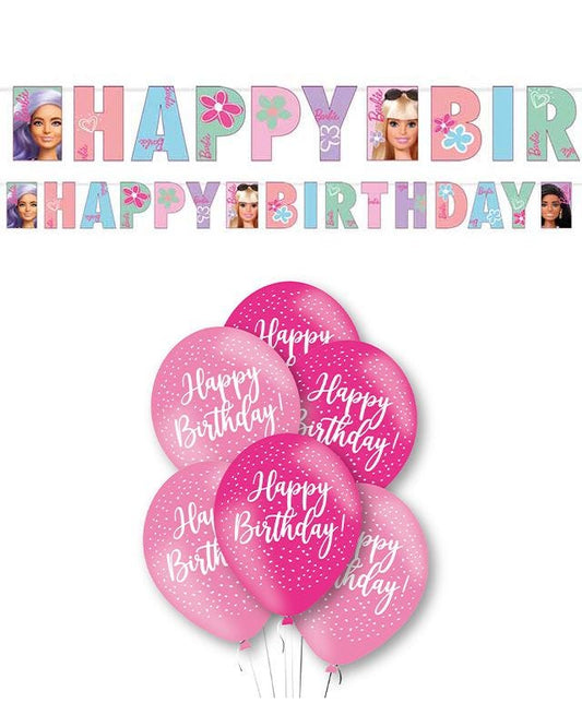 Barbie Birthday Banner & Balloons Kit