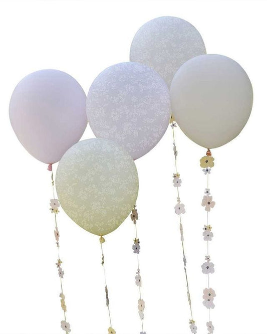 Birthday Bloom Floral Balloon Bundle with Balloon Tails - 12" Latex