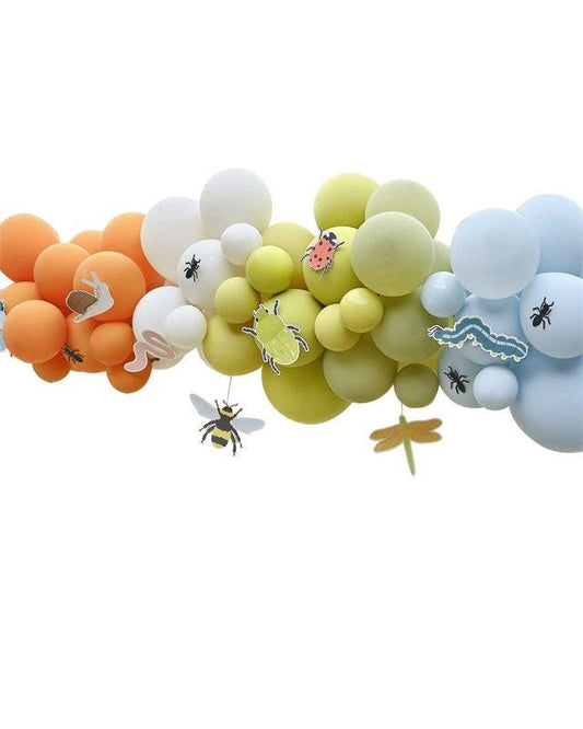 Bugging Out Multicoloured Balloon Arch with Card Bugs
