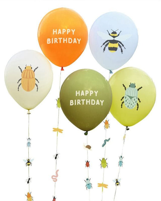 Bugging Out Printed Bug Balloons with Ant Balloon Tails - 12" Latex (5pk)