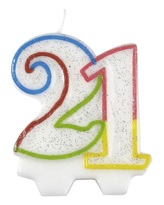 21st Birthday Multicolour Candle - 7.5cm