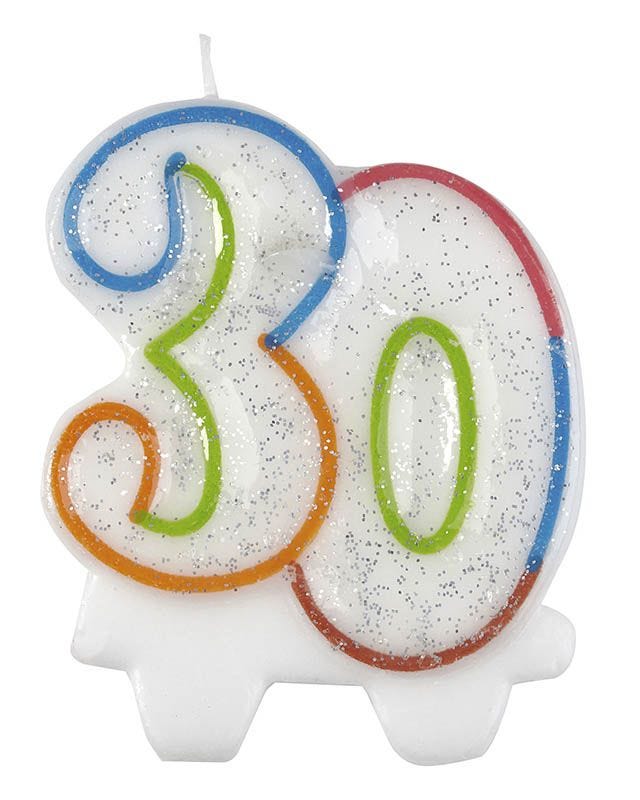 30th Birthday Multicolour Candle - 7.5cm