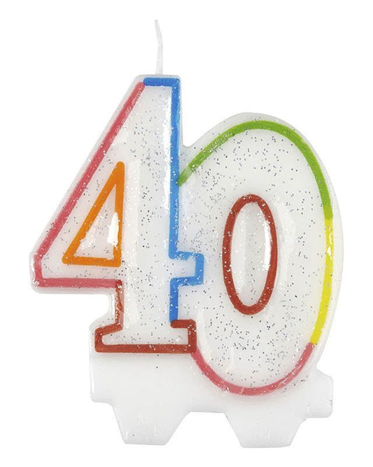 40th Birthday Multicolour Candle - 7.5cm