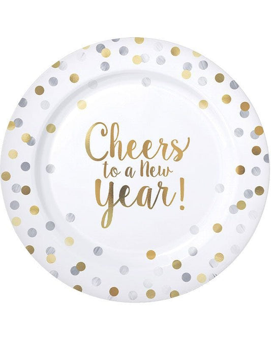 Cheers to a New Year' Premium Plastic Plates - 26cm (10pk)