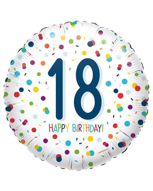 Confetti Birthday Age 18 Balloon - 18" Foil