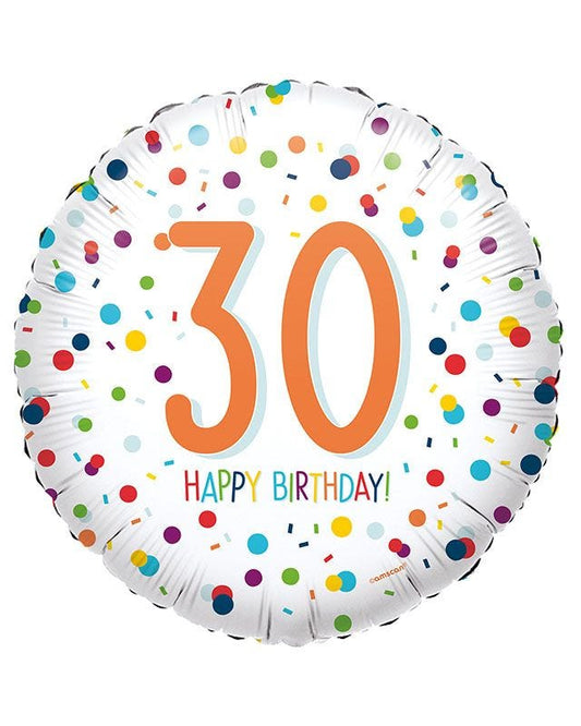 Confetti Birthday Age 30 Balloon - 18" Foil