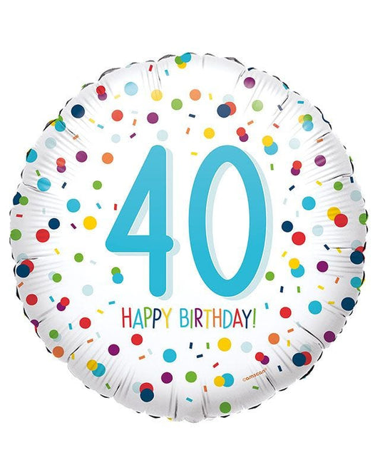 Confetti Birthday Age 40 Balloon - 18" Foil