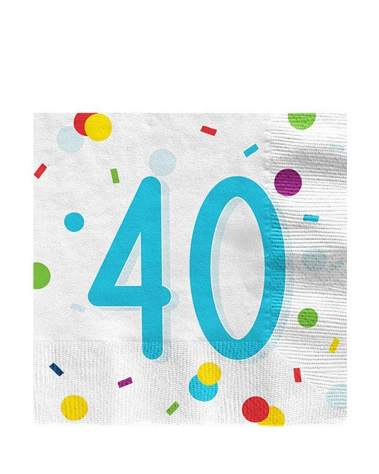Confetti Birthday Age 40 Napkins - 33cm (20pk)