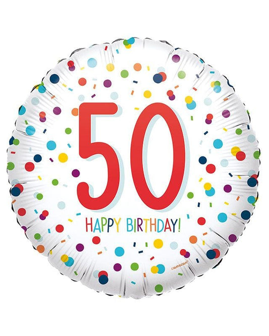 Confetti Birthday Age 50 Balloon - 18" Foil