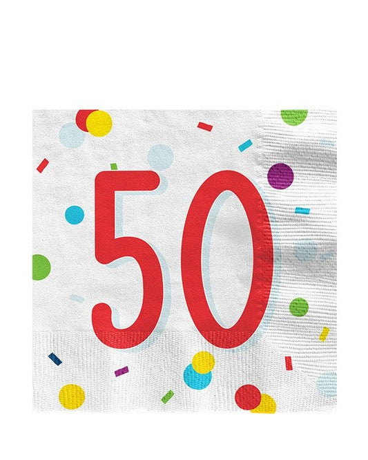 Confetti Birthday Age 50 Napkins - 33cm (20pk)