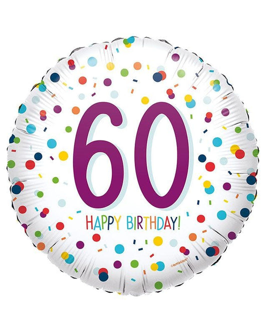 Confetti Birthday Age 60 Balloon - 18" Foil