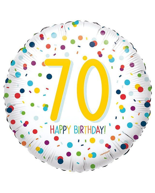 Confetti Birthday Age 70 Balloon - 18" Foil