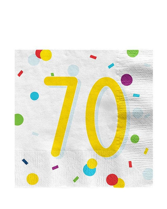Confetti Birthday Age 70 Napkins - 33cm (20pk)