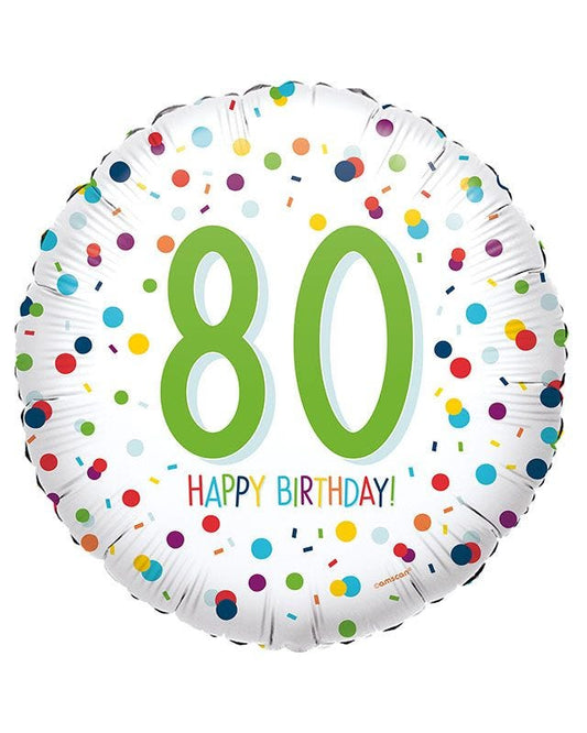 Confetti Birthday Age 80 Balloon - 18" Foil
