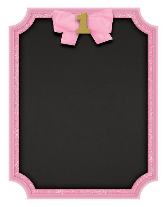 1st Bday Pink Chalkboard Easel Sign - 22cm x 17cm
