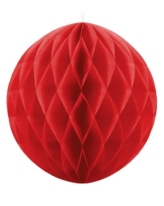 Red Honeycomb Ball Paper Decoration - 20cm