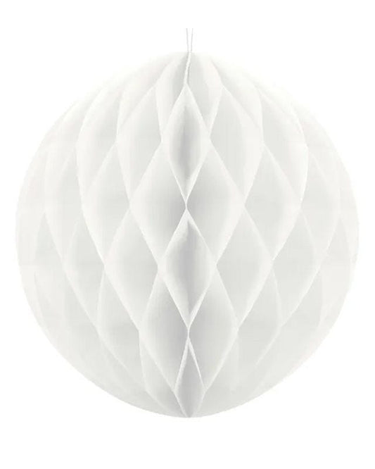 White Honeycomb Ball Paper Decoration - 20cm