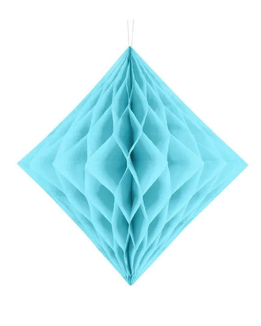 Sky Blue Honeycomb Diamond Paper Decoration - 30cm
