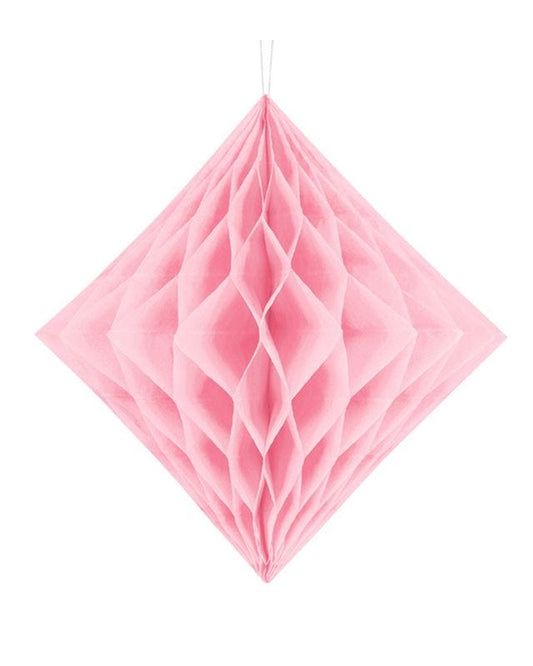 Pink Honeycomb Diamond Paper Decoration - 30cm