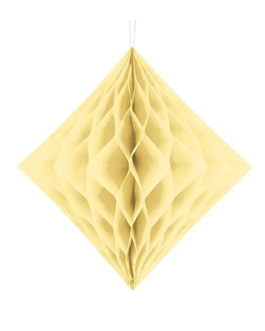 Cream Honeycomb Diamond Paper Decoration - 30cm