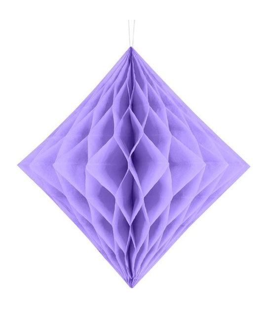Lilac Honeycomb Diamond Paper Decoration - 30cm