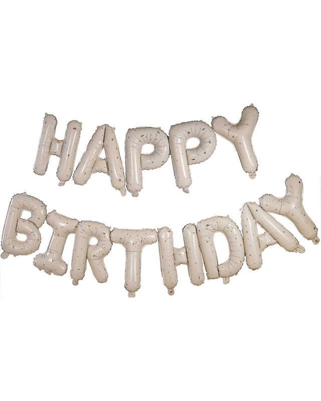 Nude & Gold Speckle 'Happy Birthday' Balloon Bunting - 3m