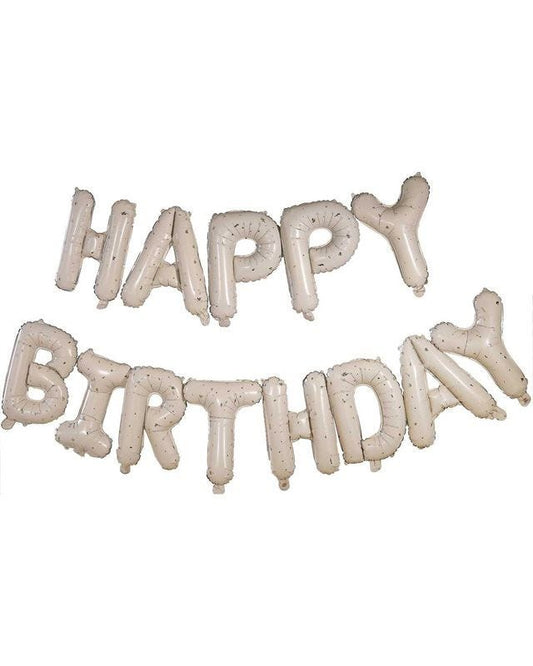 Nude & Gold Speckle 'Happy Birthday' Balloon Bunting - 3m