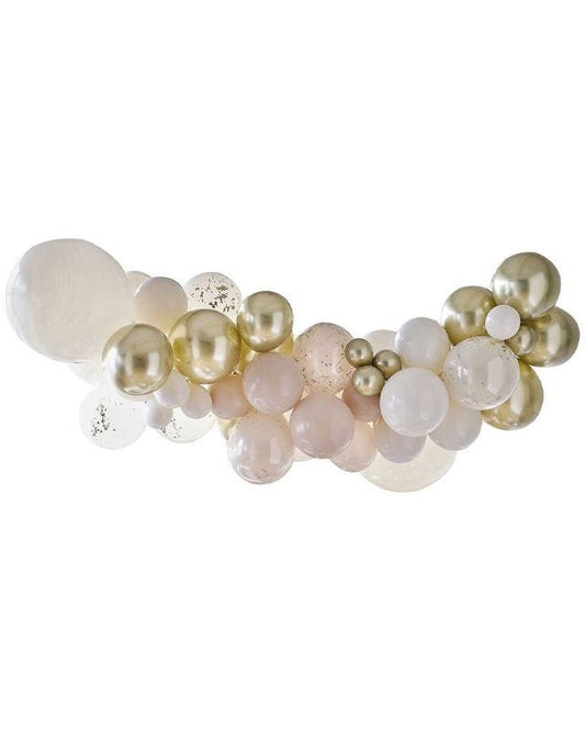 Nude & Gold Balloon Arch with Gold Confetti (60pk)