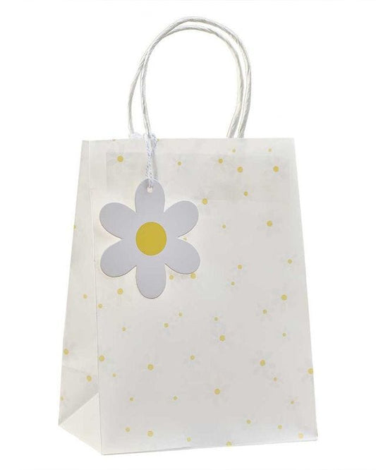 Ditsy Daisy Paper Party Bags with Tags - 20cm x 15cm (5pk)