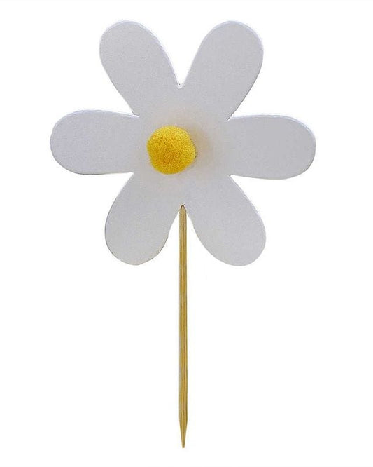 Ditsy Daisy Paper Daisies Cupcake Toppers with Pom Poms (12pk)
