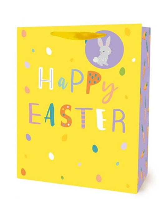 Yellow Happy Easter Large Gift Bag - 32cm x 26cm