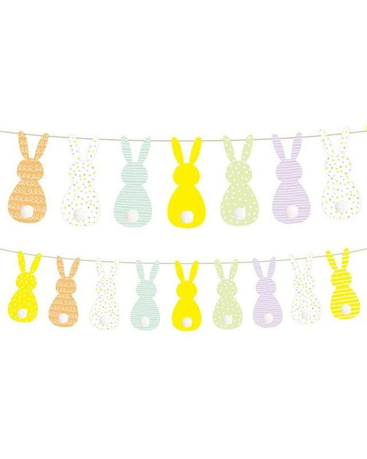 Easter Bunny Bunting with Pompom Tails - 2m