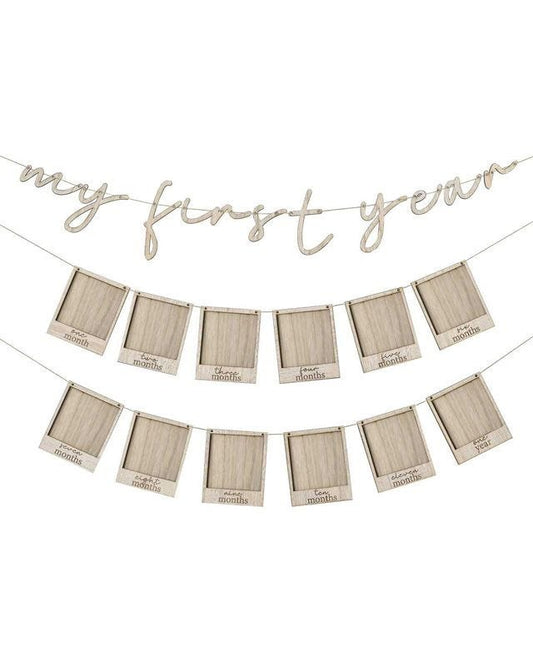 1st Birthday 'My First Year' Wooden Bunting with Pegs - 1.5m