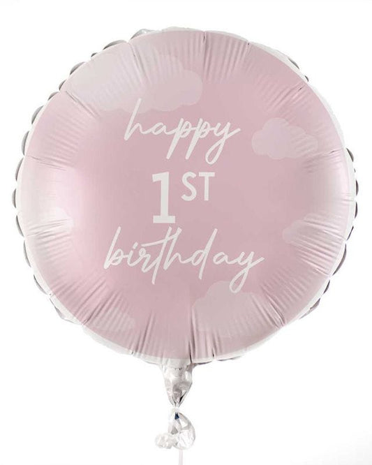 1st Birthday Pink 'Happy 1st Birthday' Balloon - 18" Foil