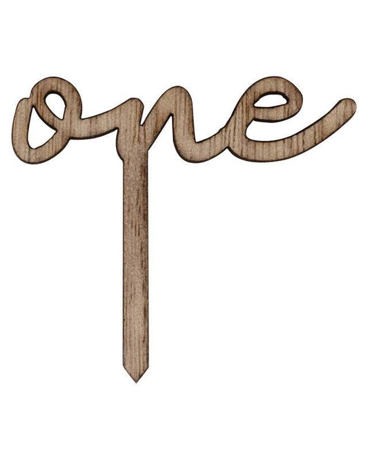 1st Birthday 'One' Wooden Cupcake Toppers (6pk)