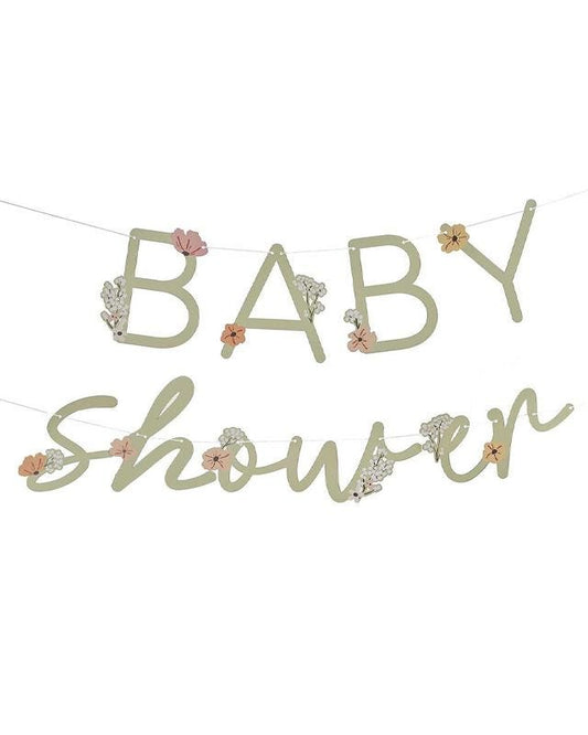 Floral Baby Paper Letter Banners 'Baby Shower' - 4m (2pk)