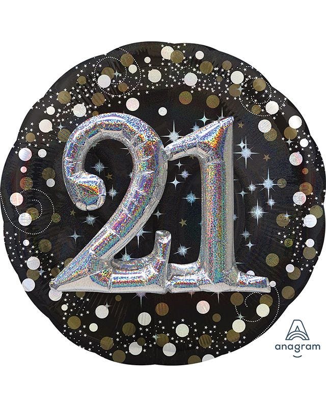 21st Birthday Sparkling Celebration 3D Balloon - 32" Foil